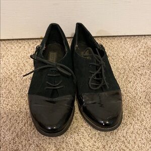 Anthropologie Black Flats Patent Leather Sophistication
